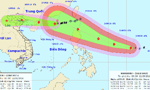 Dự báo thời tiết 12/9: Bão số 5, Siêu bão Mangkhut cùng mạnh lên áp sát Biển Đông
